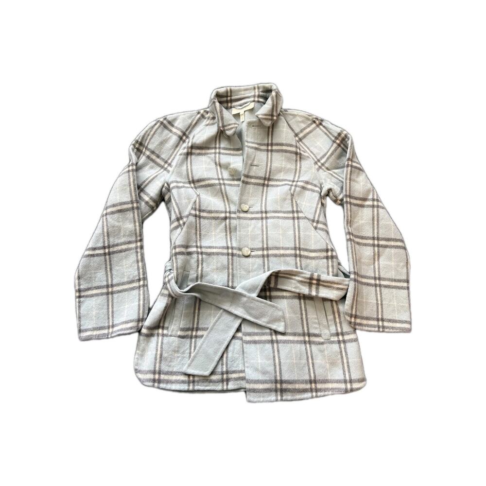 VTG ESCADA Margaretha Ley Plaid Coat Rabbit Hair Cashgora Wool Belted Coat Sz 34